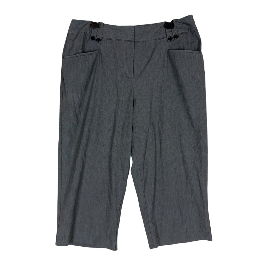 East 5th Pants Womens 18 Gray Capri Crop Check Dress Twill Stretch Pockets